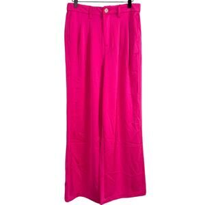 GB Dillards Fuchsia Pink Satin High Waist Wide Leg Pants Size Large New